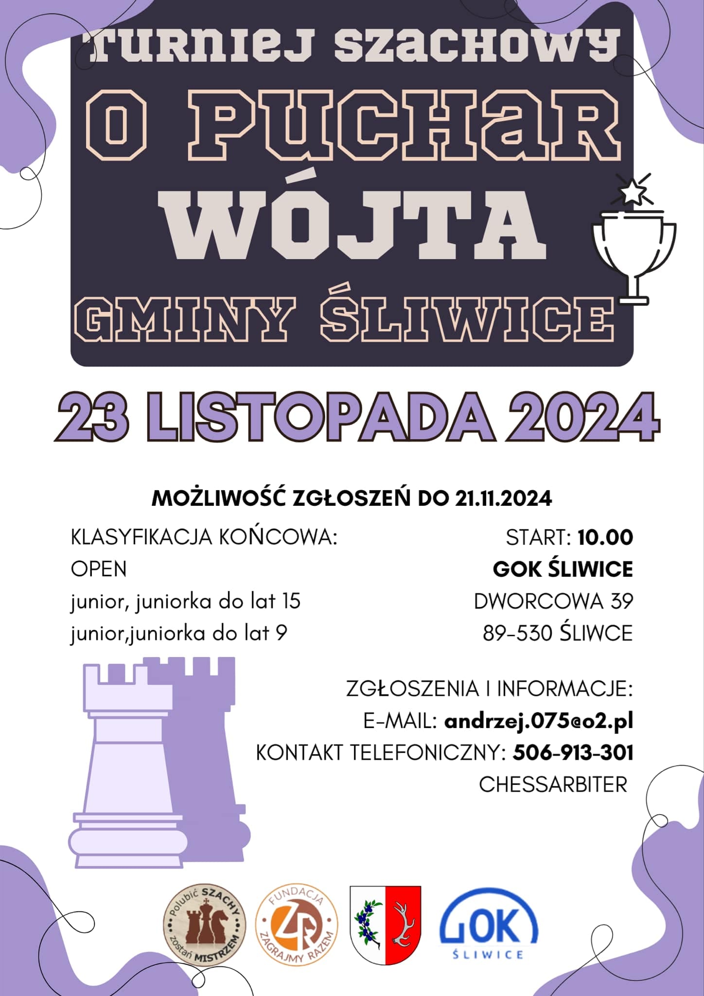 plakat turnieju szachowego o puchar w&oacute;jta 2024