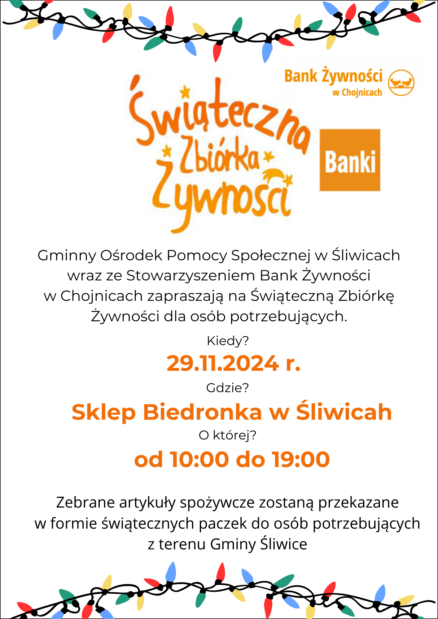 plakat świątecznej zbi&oacute;rki żywności