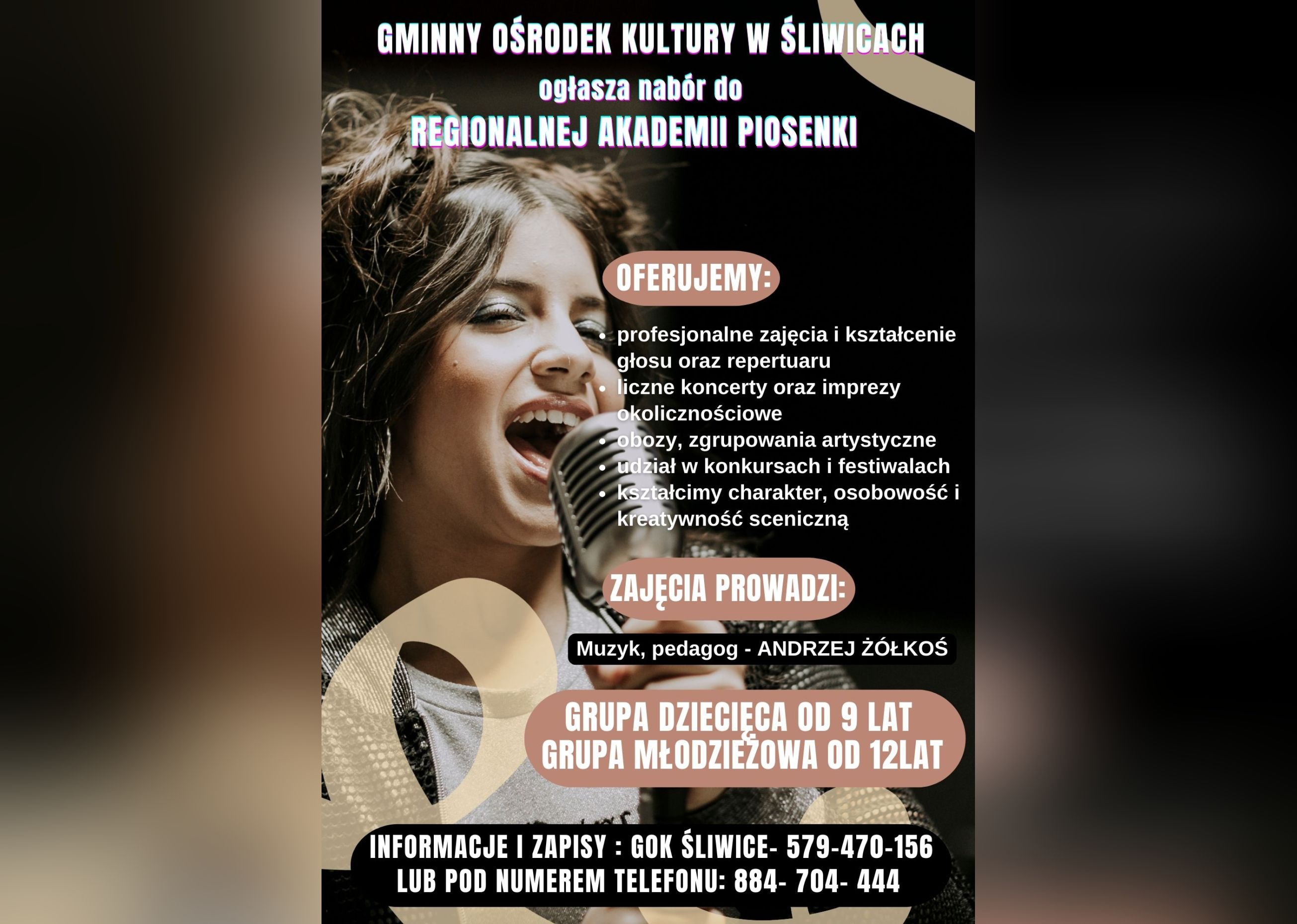 plakat naboru do regionalnej akademii piosenki
