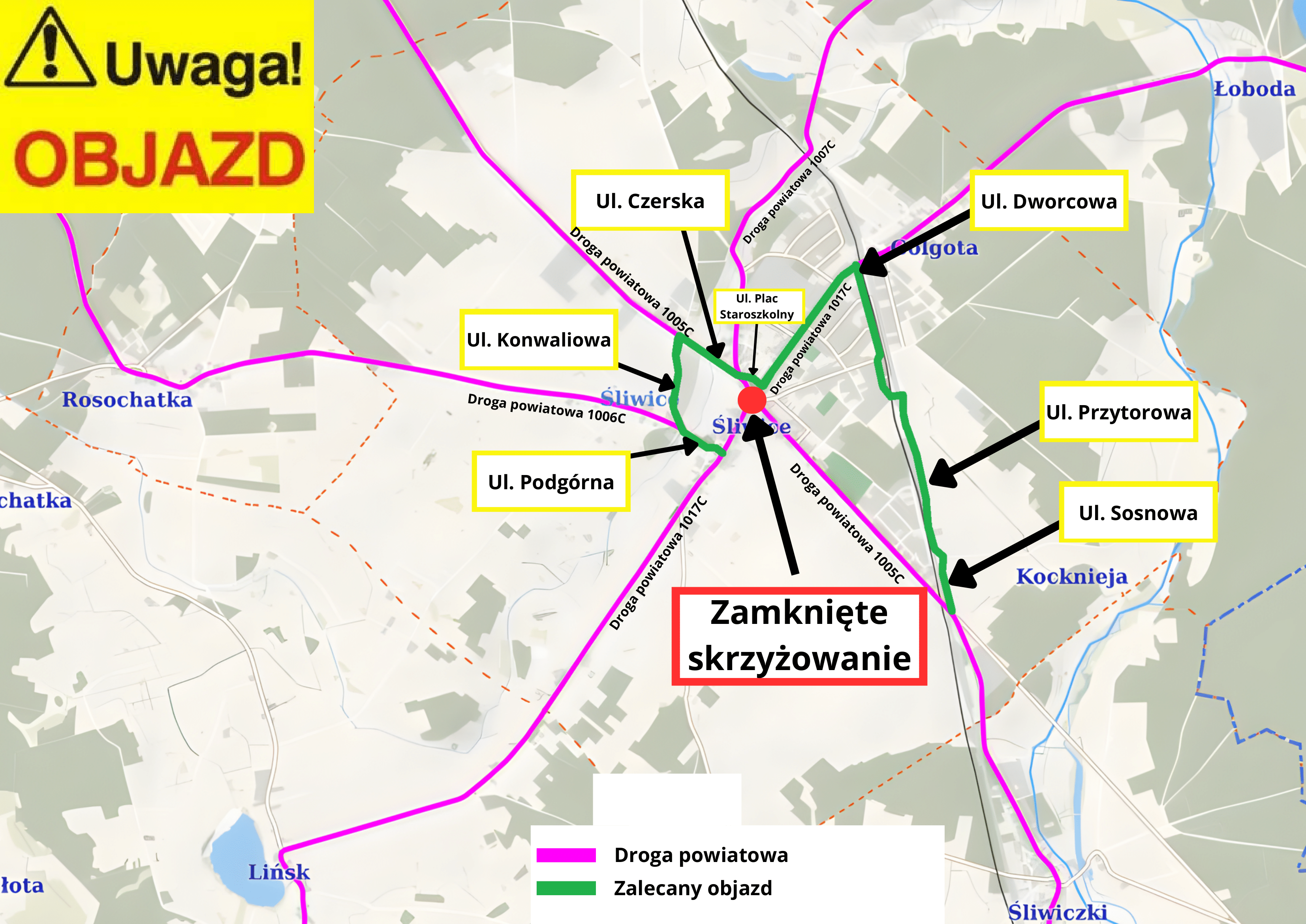 wyznaczony objazd grafika
