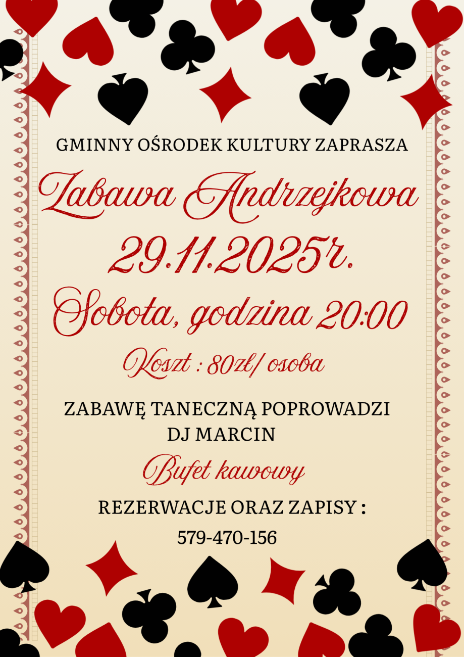 zabawa andrzejkowa 2025 plakat pion