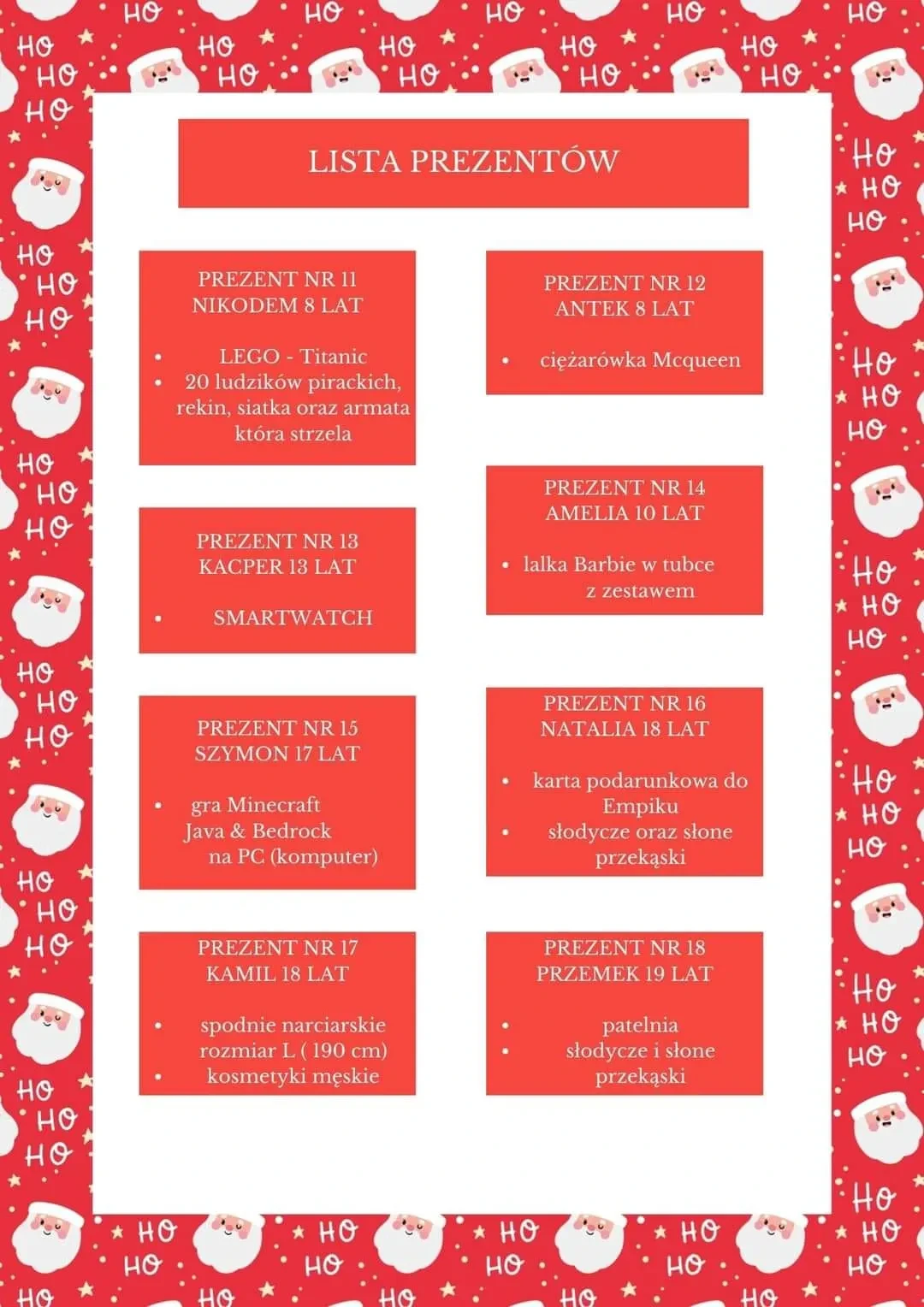 lista prezentów 1