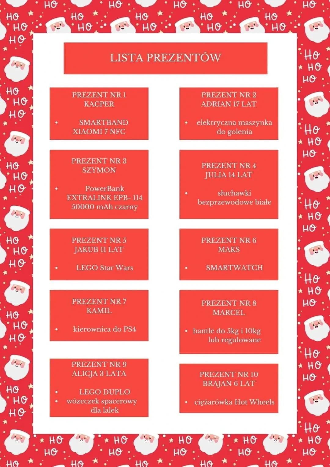 lista prezentów 2