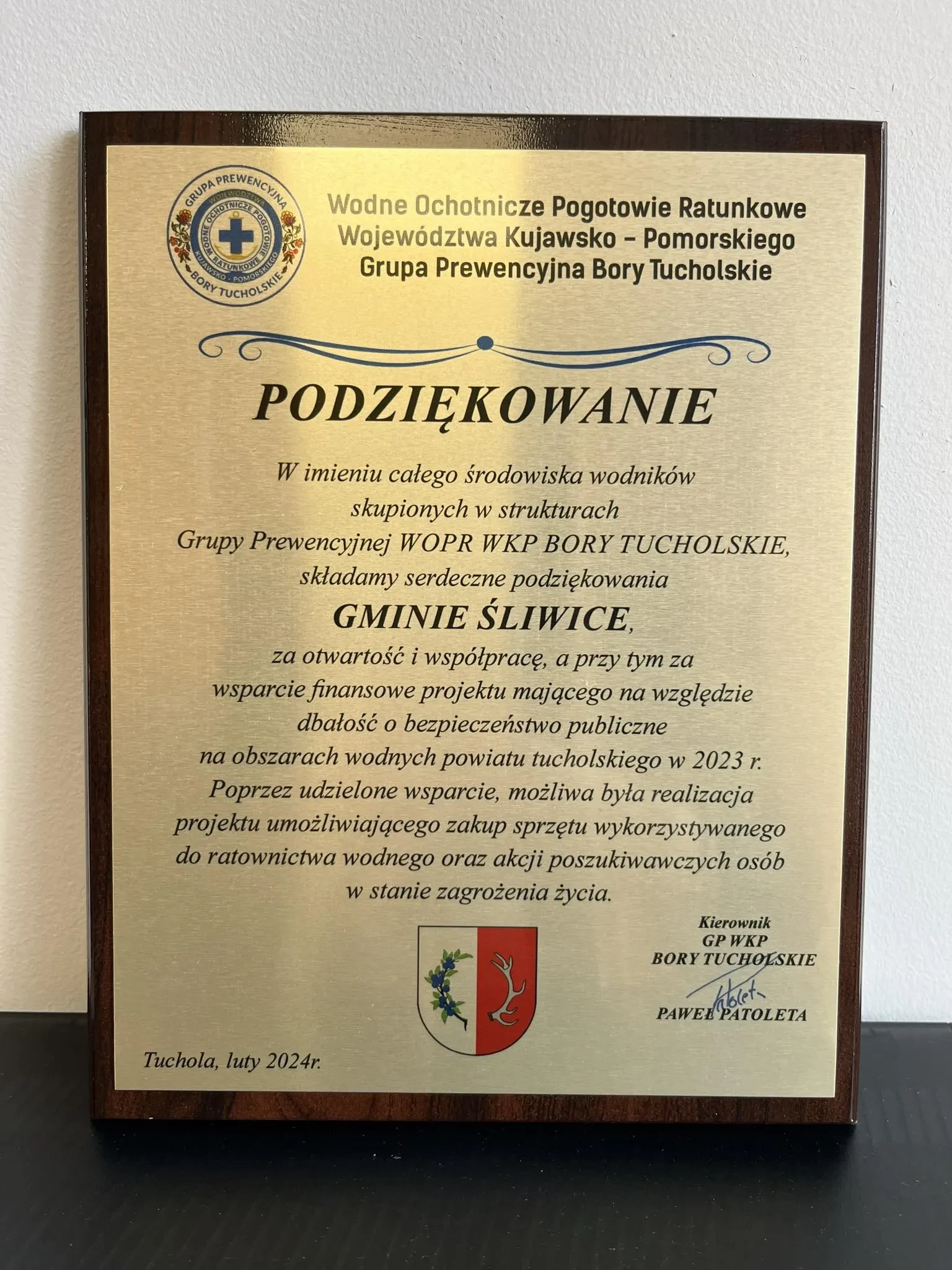 Podziękowanie dla wójta