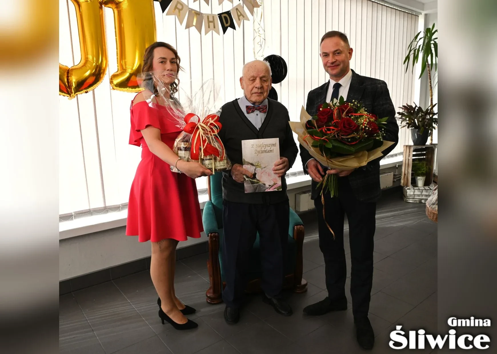 leon nadarzyński, wójt i wnuczka, wspólne zdjęcie