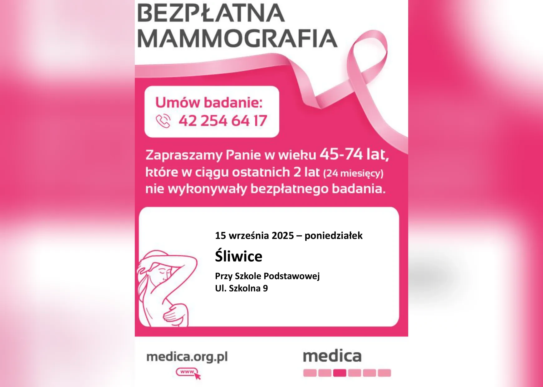 plakat bezpłatnej mammografii