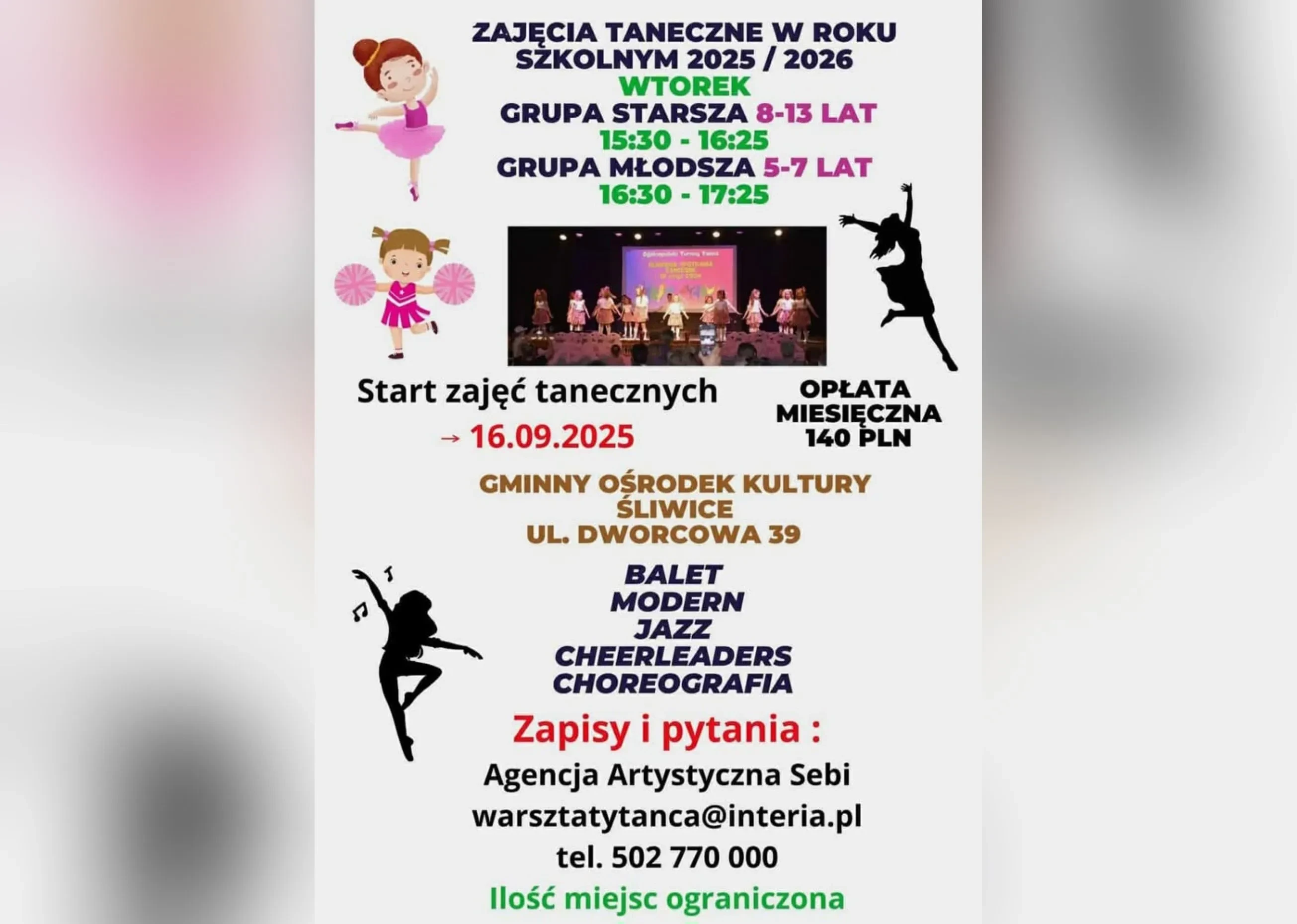 plakat zajęć tanecznych