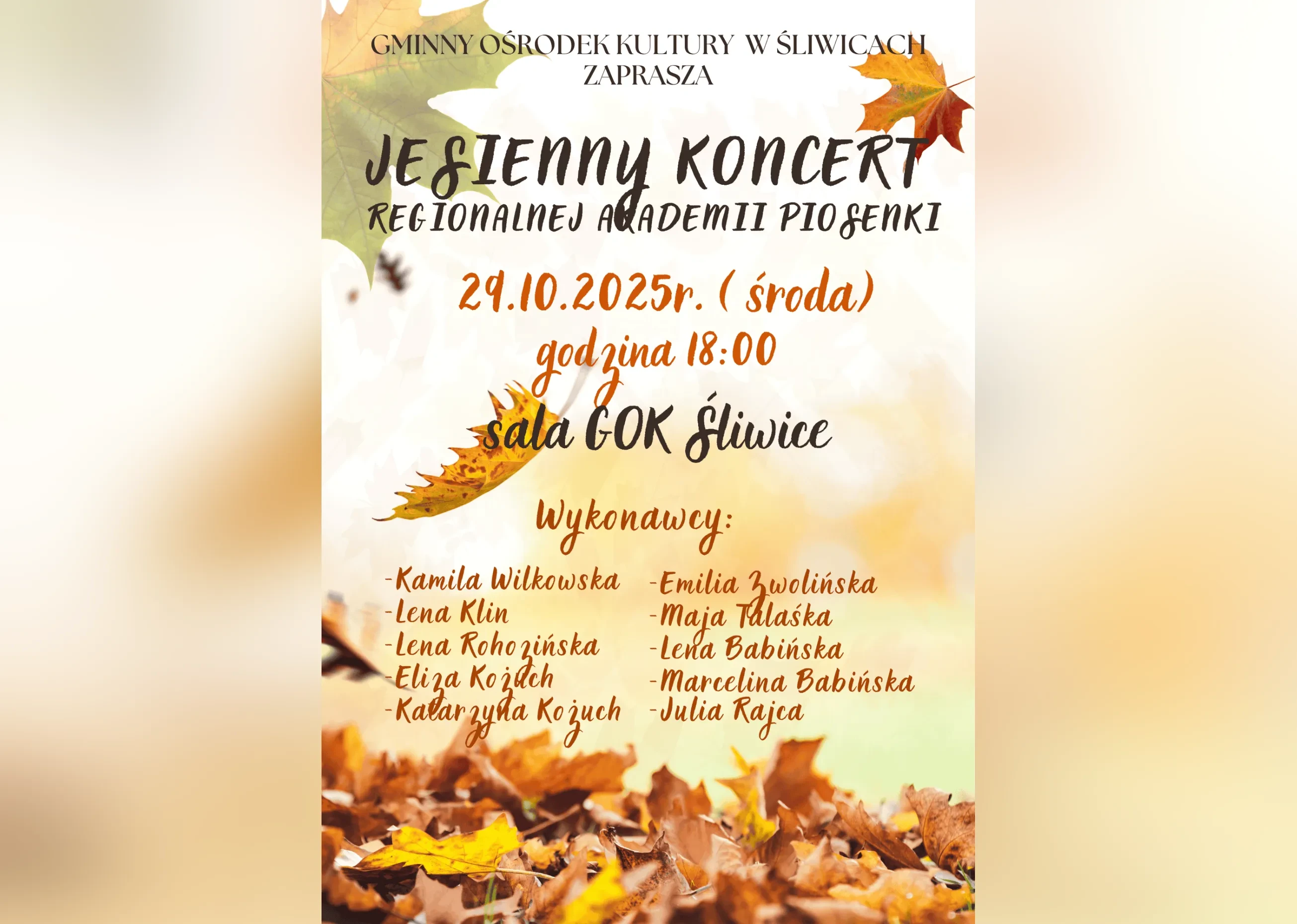 Jesienny Koncert Regionalnej Akademii Piosenki!