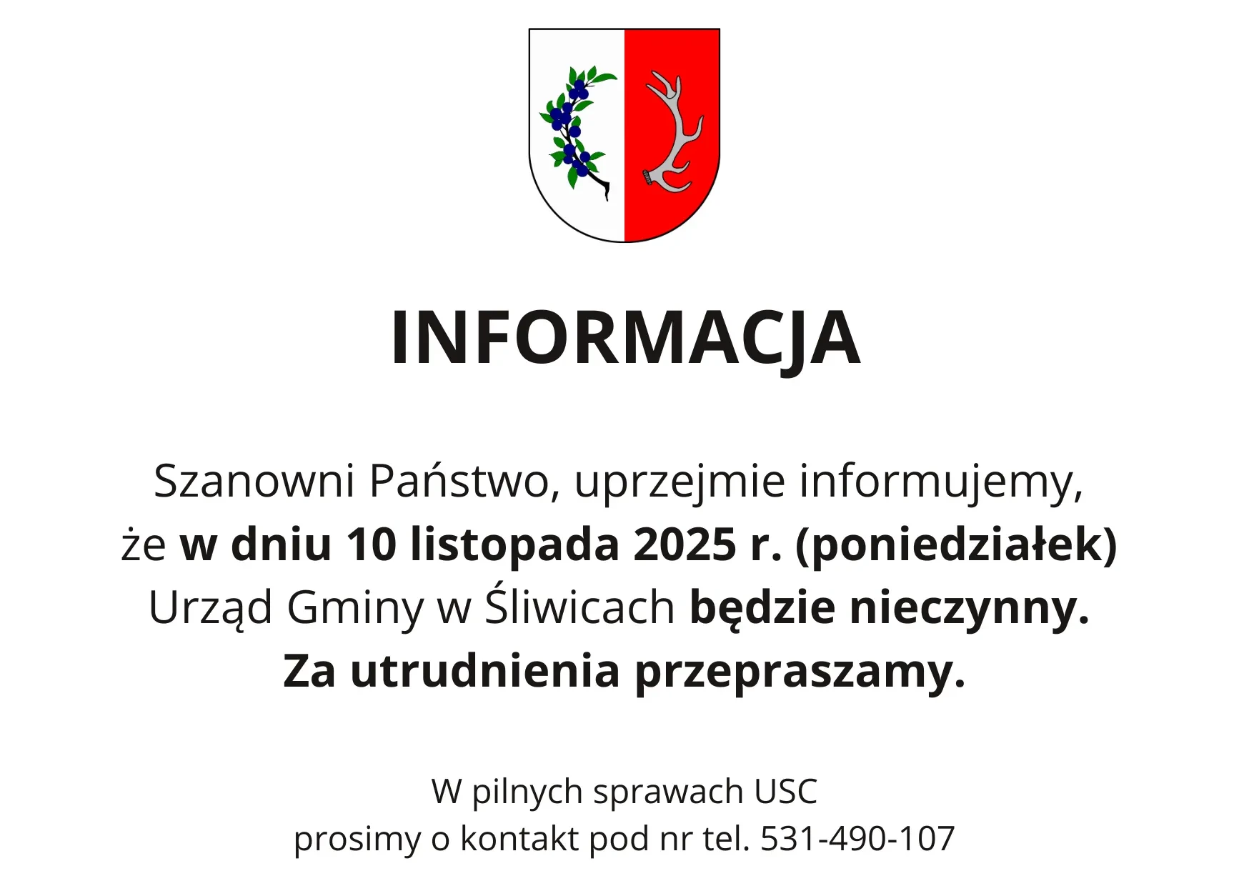 informacja urząd zamknięty