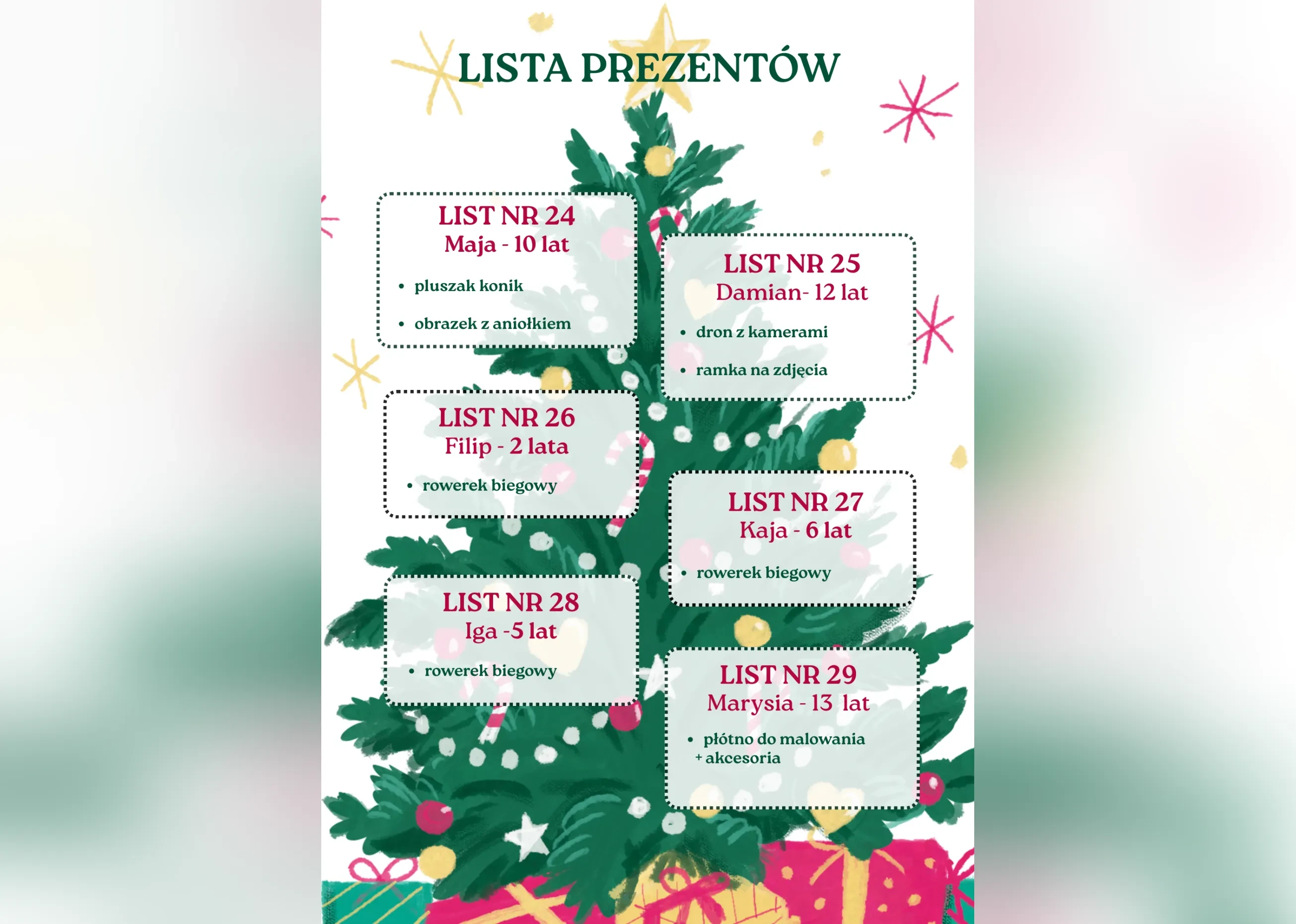 Świąteczne marzenia lista prezentów od 24-29